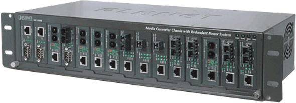 MC-1500R 15-Slot Media Converter Chassis with Redundant Power Supply System-0